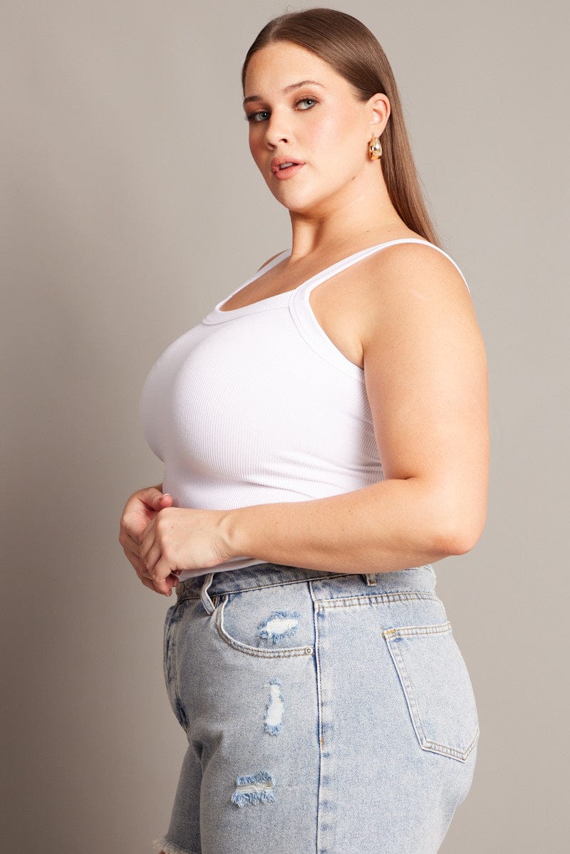 White Singlet Skinny Fit Round Neck - Image 4
