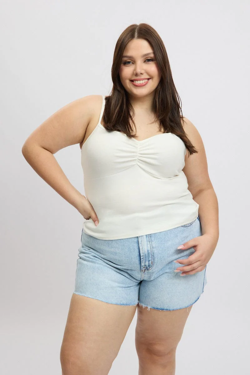 White Singlet Top Rib Jersey - Image 3