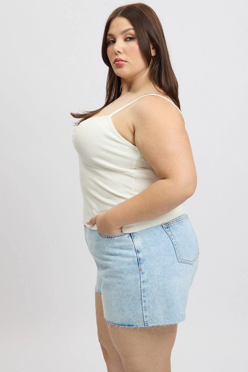 White Singlet Top Rib Jersey - Image 4