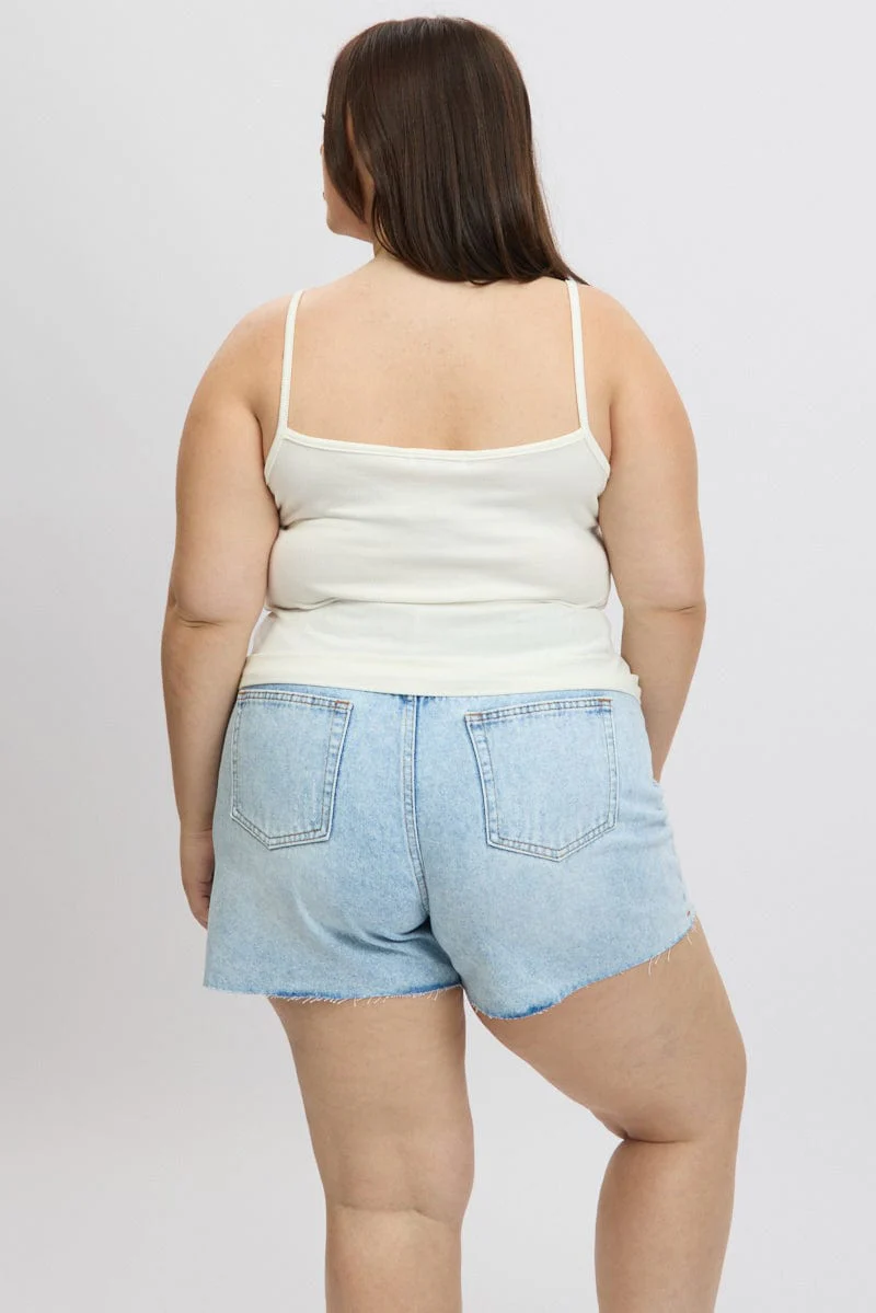 White Singlet Top Rib Jersey - Image 5