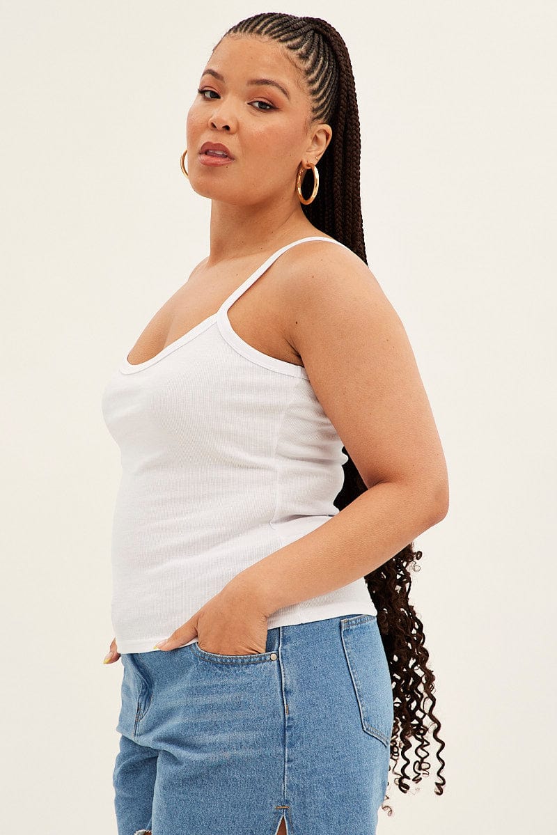 White Singlet Top Scoop Neck - Image 4