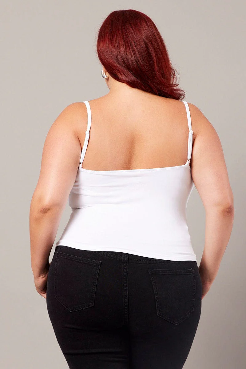 White Singlet Top Twist Front Supersoft - Image 5