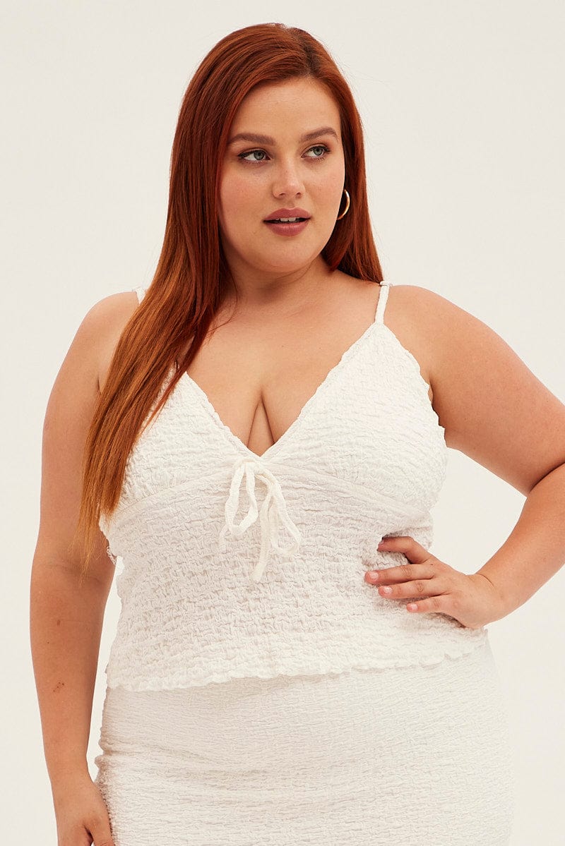 White Singlet Top V-neck - Image 3