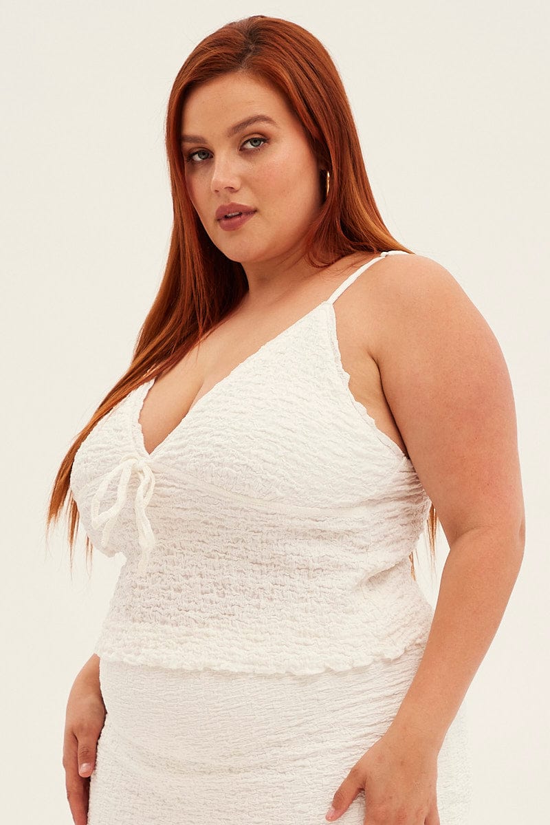 White Singlet Top V-neck - Image 4