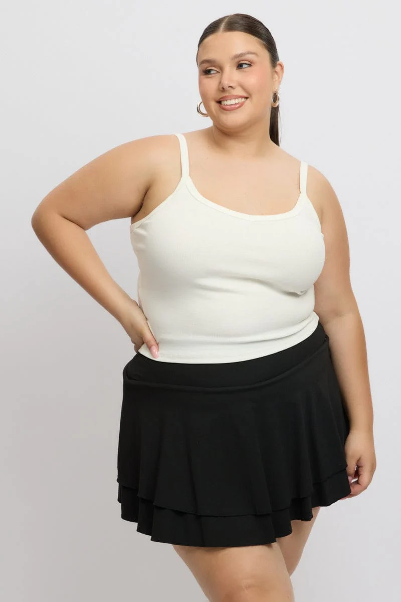 White Singlet Top V Neck Supersoft