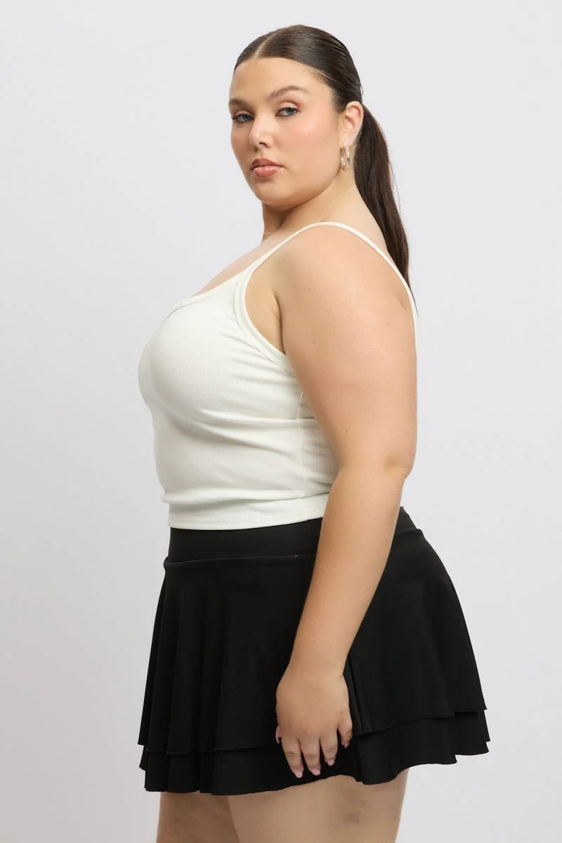 White Singlet Top V Neck Supersoft - Image 4