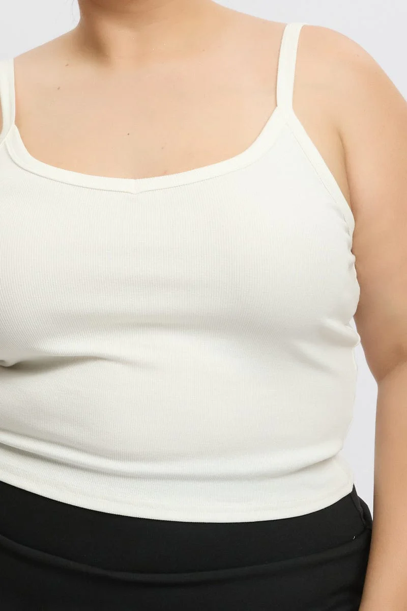 White Singlet Top V Neck Supersoft - Image 6