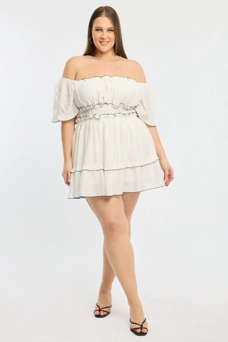 White Skater Dress Short Sleeve - Image 2