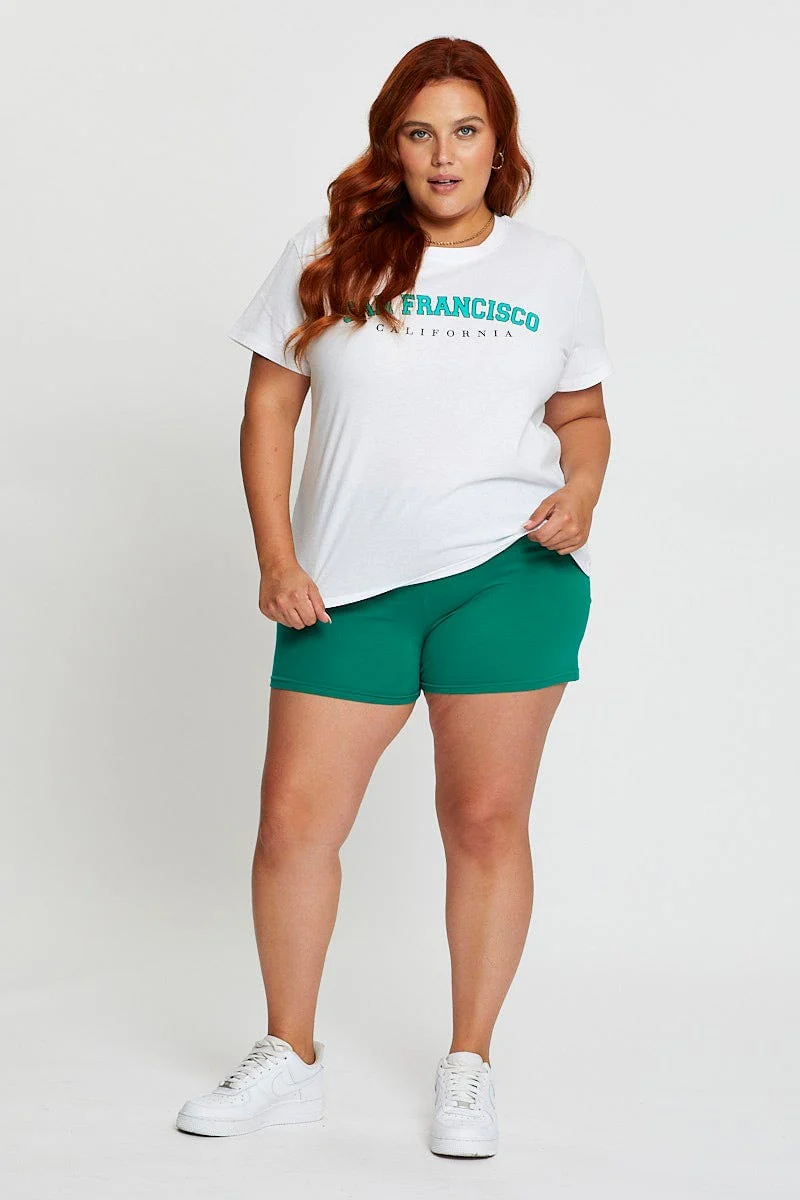 White Sleeve T-shirt San Francisco Embroidered Short - Image 2