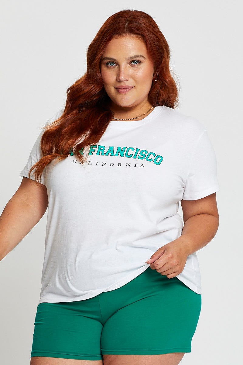 White Sleeve T-shirt San Francisco Embroidered Short - Image 3