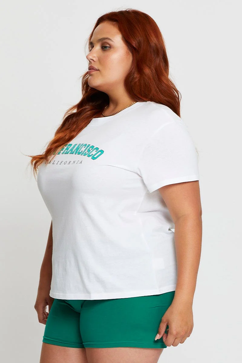 White Sleeve T-shirt San Francisco Embroidered Short - Image 4
