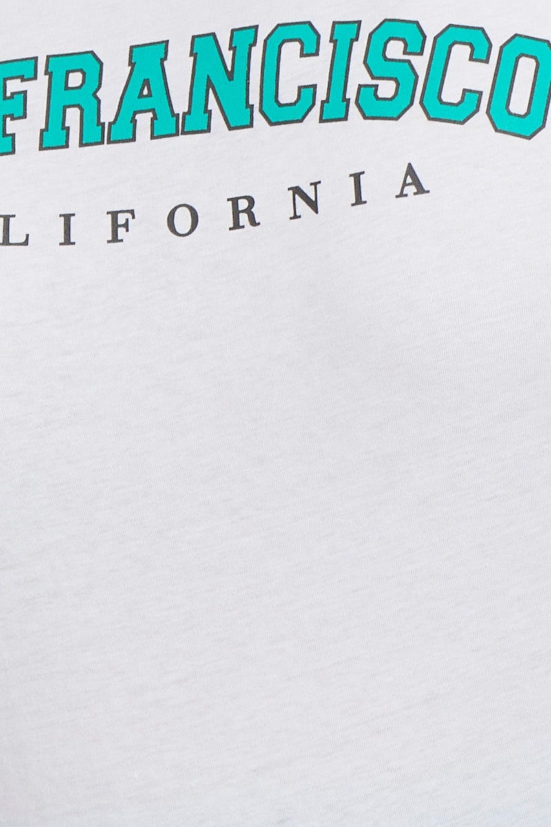 White Sleeve T-shirt San Francisco Embroidered Short - Image 6