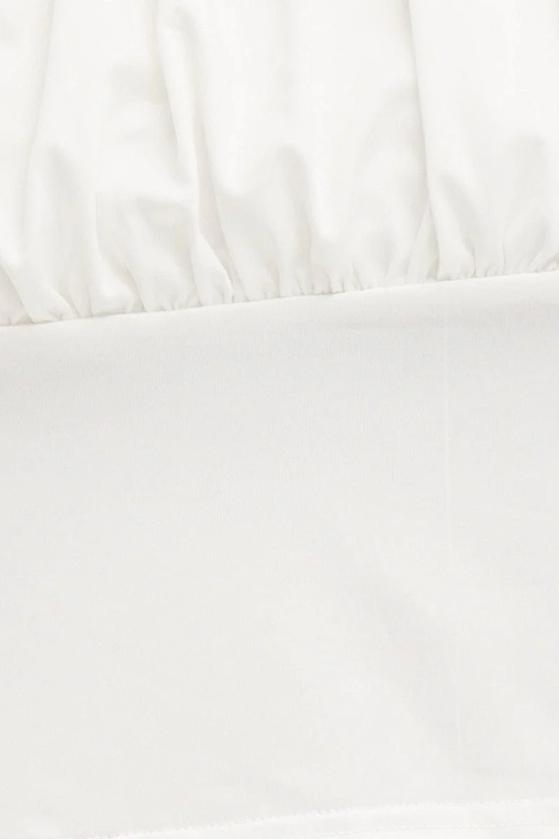 White Sleeveless Black Gather Bust Detail Singlet Top - Image 6