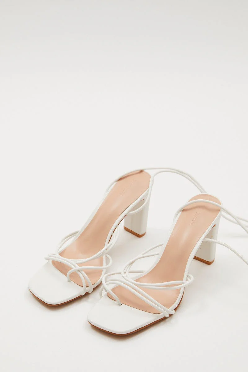 White Stacey Stappy Tie Up High Heel Sandal - Image 2
