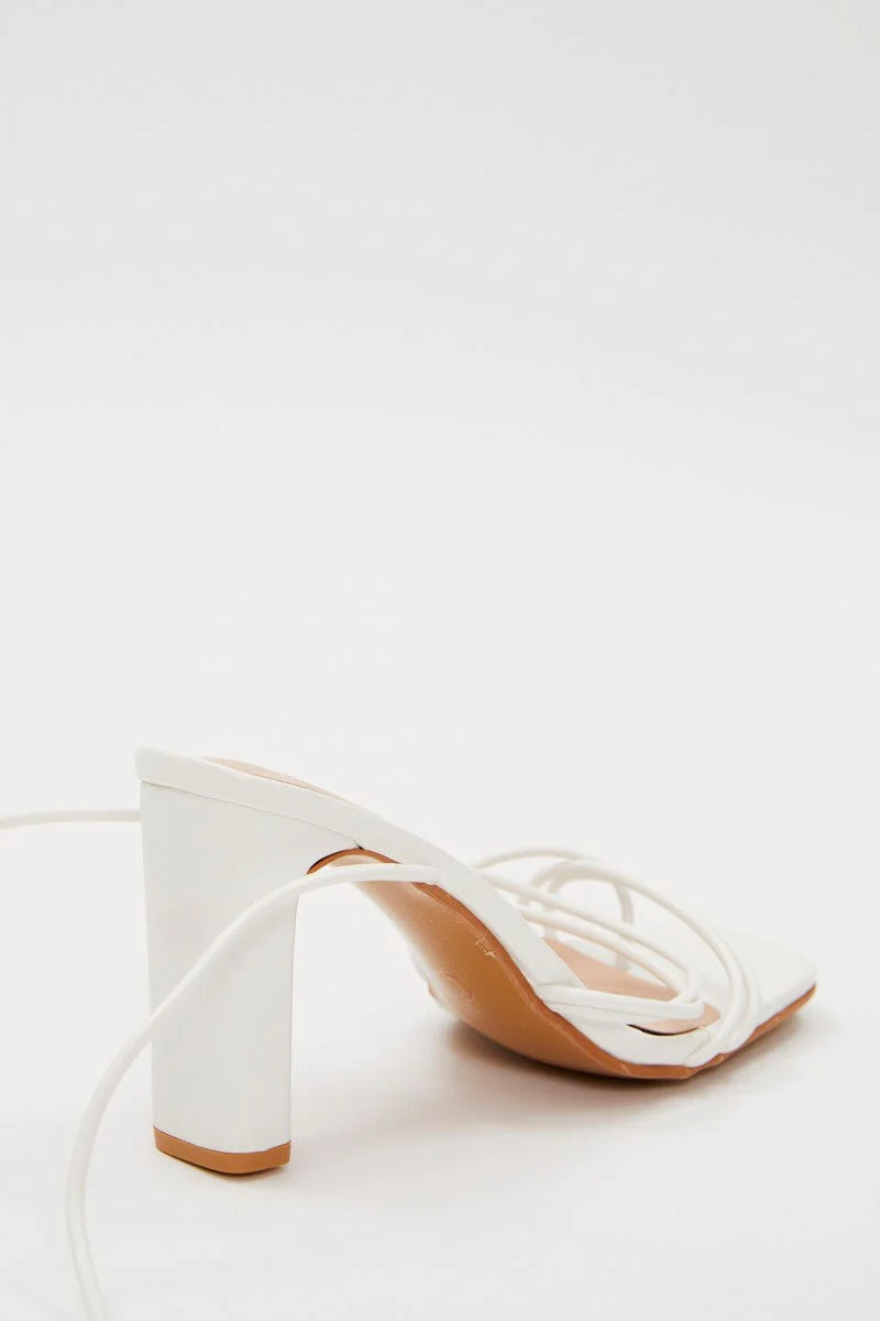 White Stacey Stappy Tie Up High Heel Sandal - Image 3