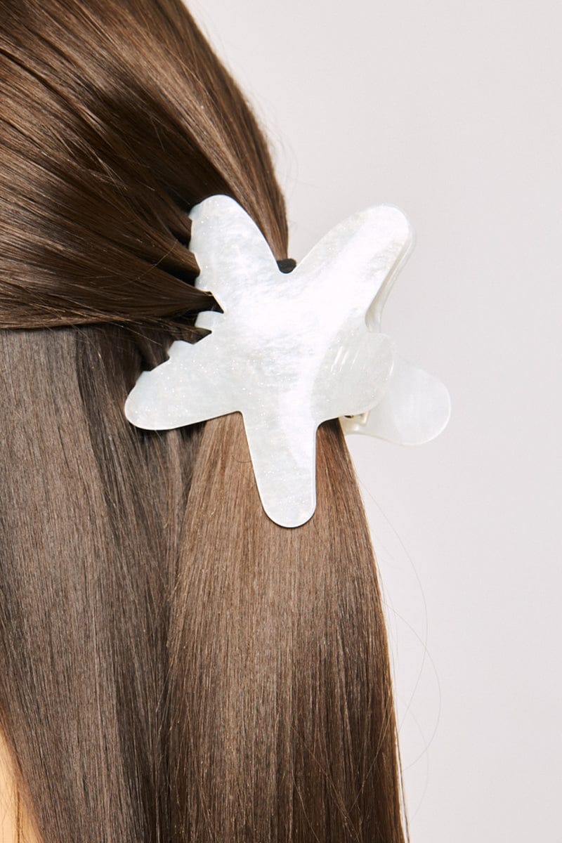 White Starfish Claw Clip