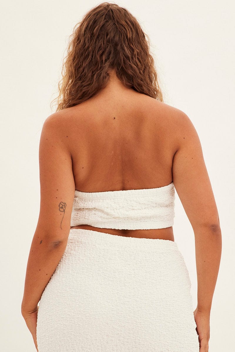 White Strapless Top Bubble Lace Tube - Image 6