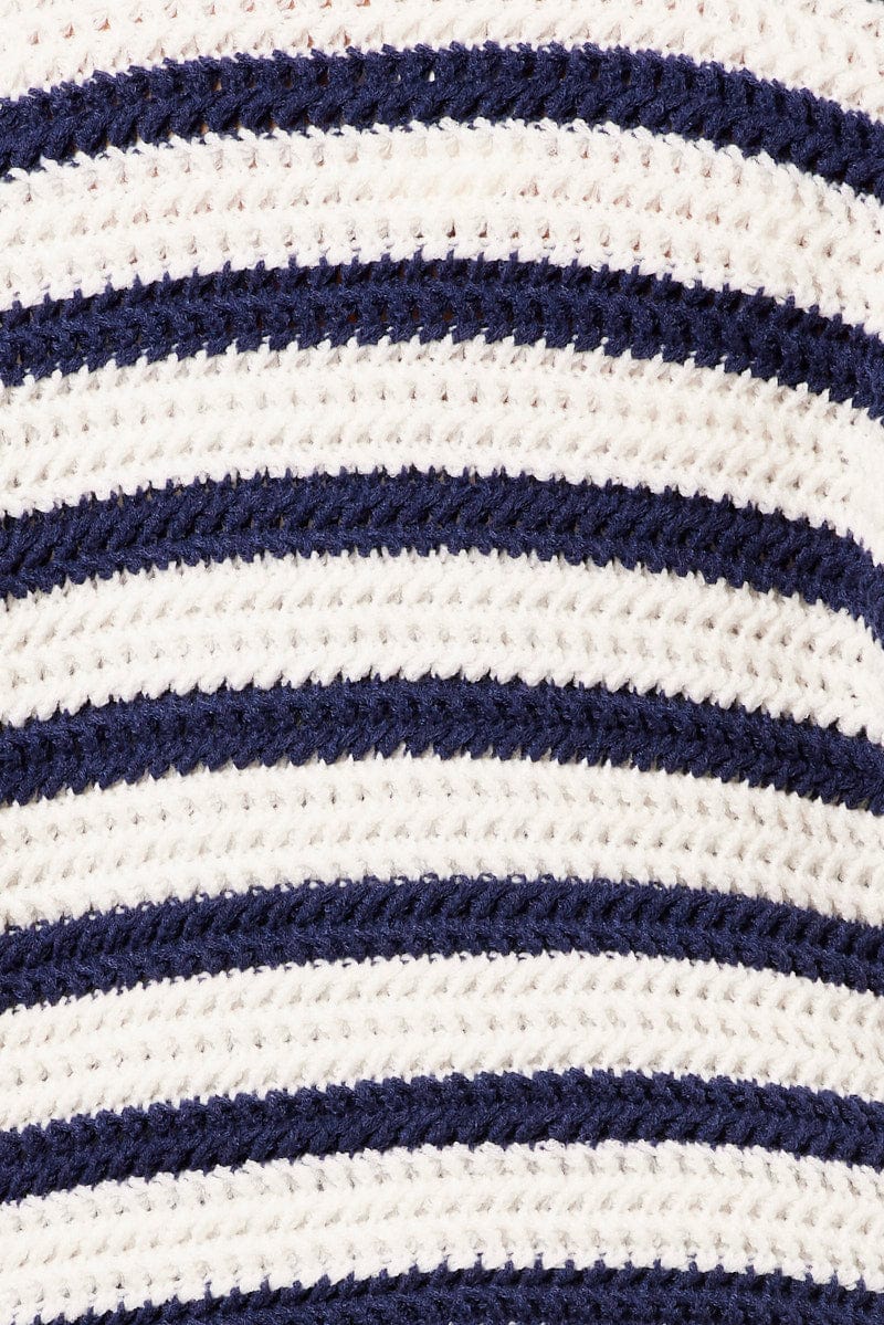 White Stripe Oversized Knit Cardigan Long Sleeve Longline - Image 6