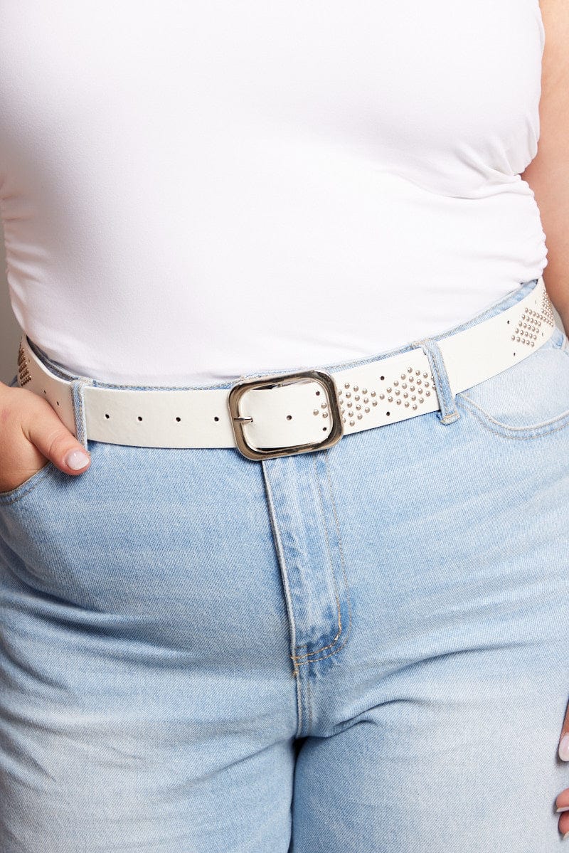 White Studded Belt