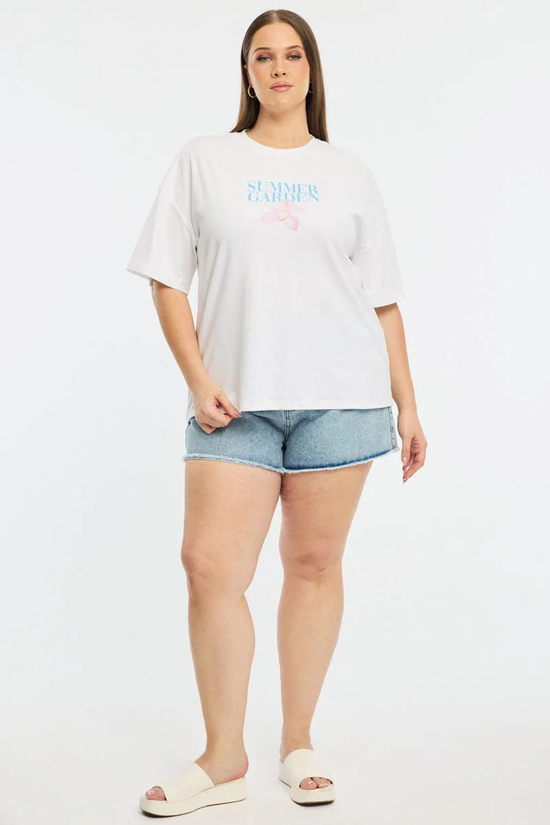 White Summer Garden Graphic Tee Short Sleeve - Image 3