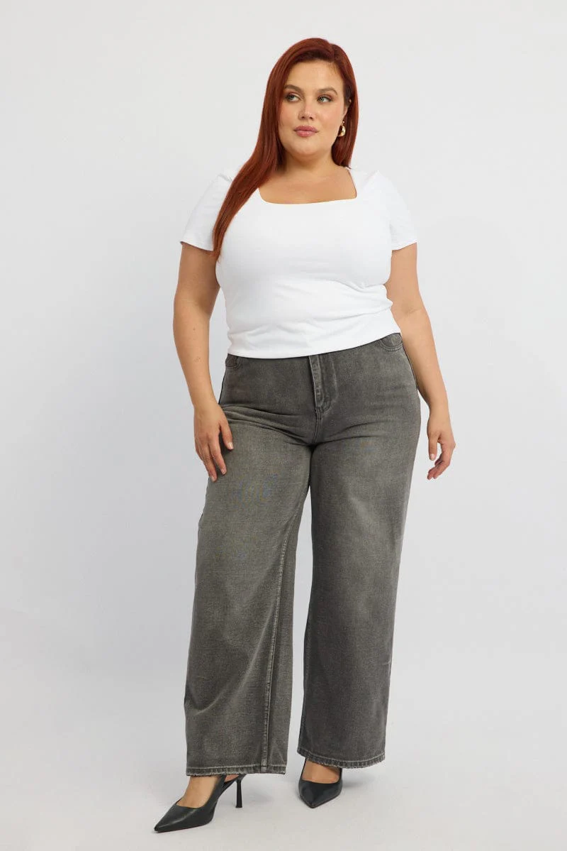 White Supersoft Top Short Sleeve Scoop Neck - Image 2