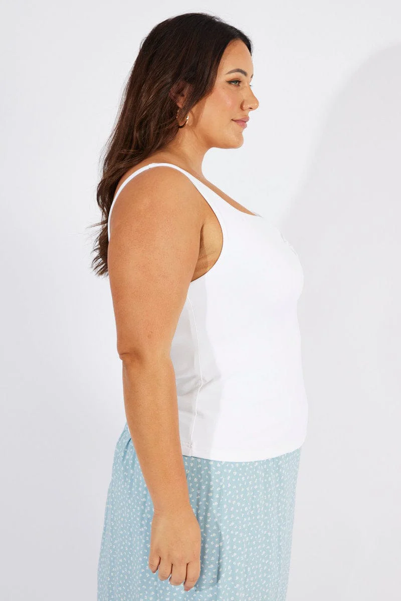 White Supersoft Top Sleeveless Sweetheart Neckline - Image 4