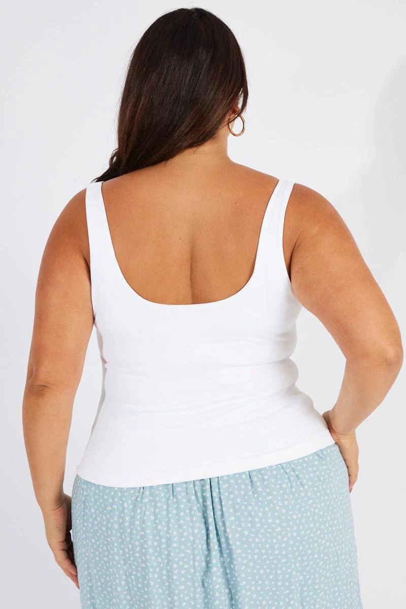 White Supersoft Top Sleeveless Sweetheart Neckline - Image 5