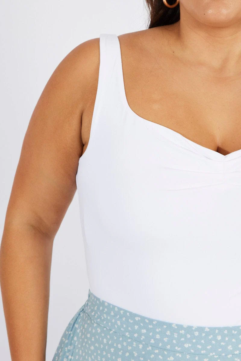 White Supersoft Top Sleeveless Sweetheart Neckline - Image 6
