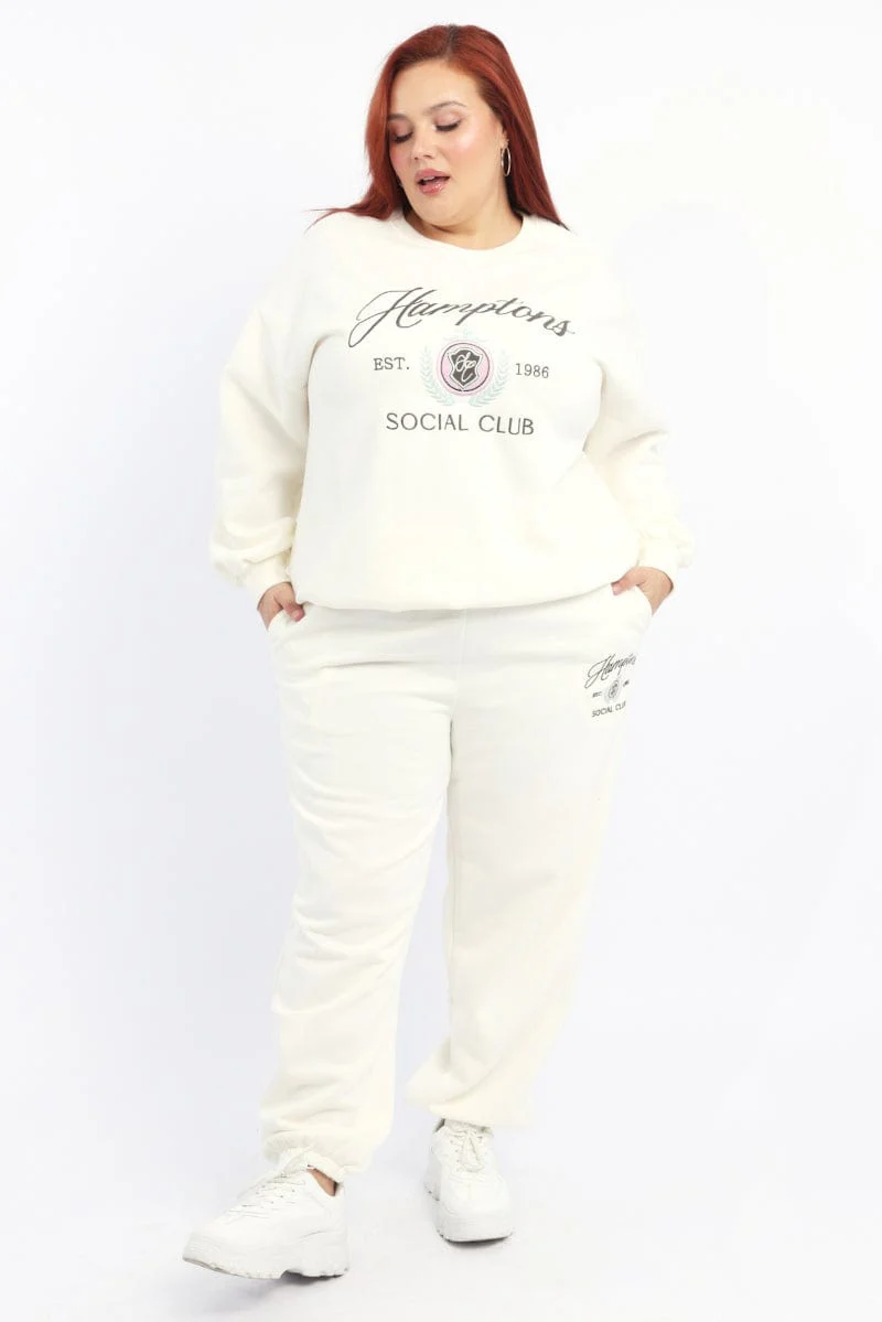 White Sweatshirt Long Sleeve Crew Neck - Image 2