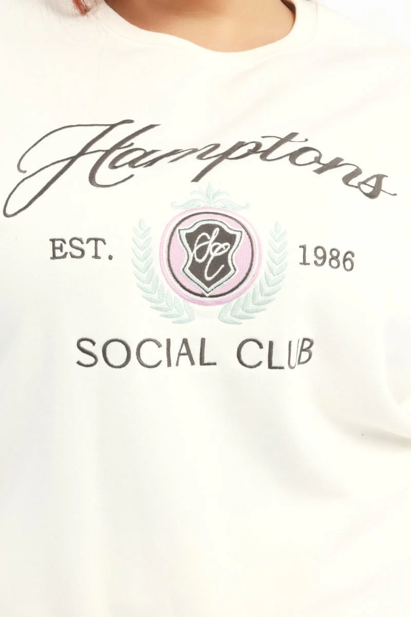 White Sweatshirt Long Sleeve Crew Neck - Image 5
