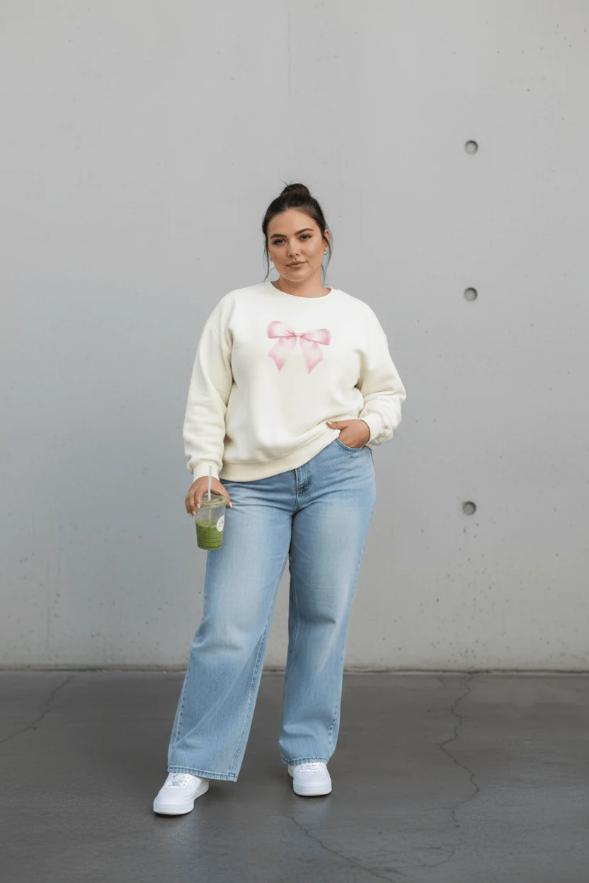 White Sweatshirt Long Sleeve Crew Neck