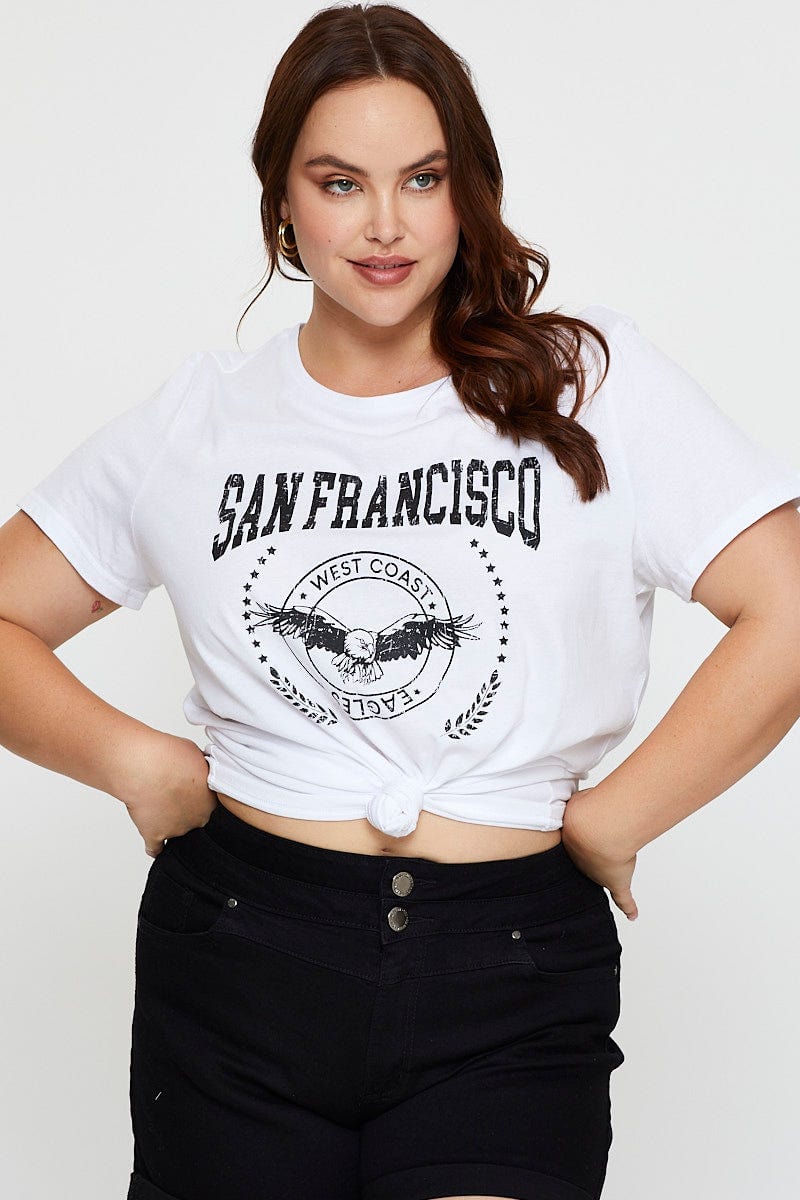 White T-shirt Crew Neck Short Sleeve