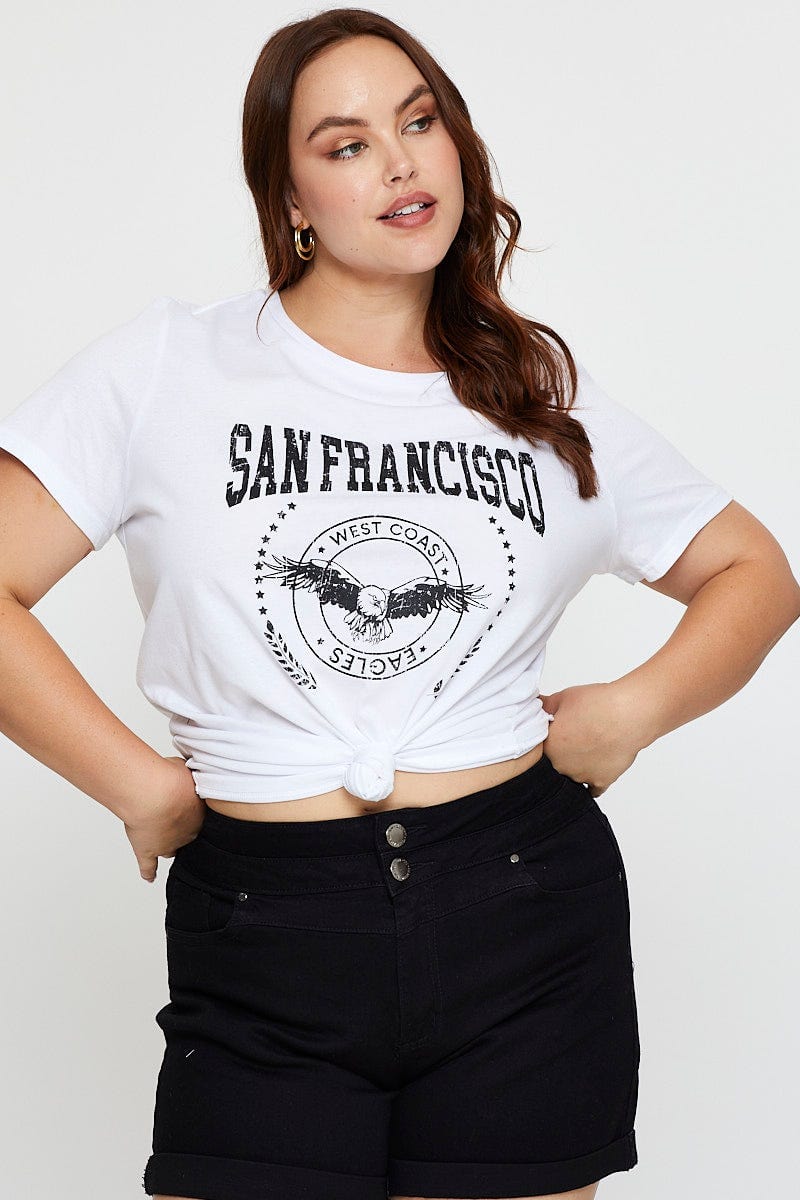 White T-shirt Crew Neck Short Sleeve - Image 3