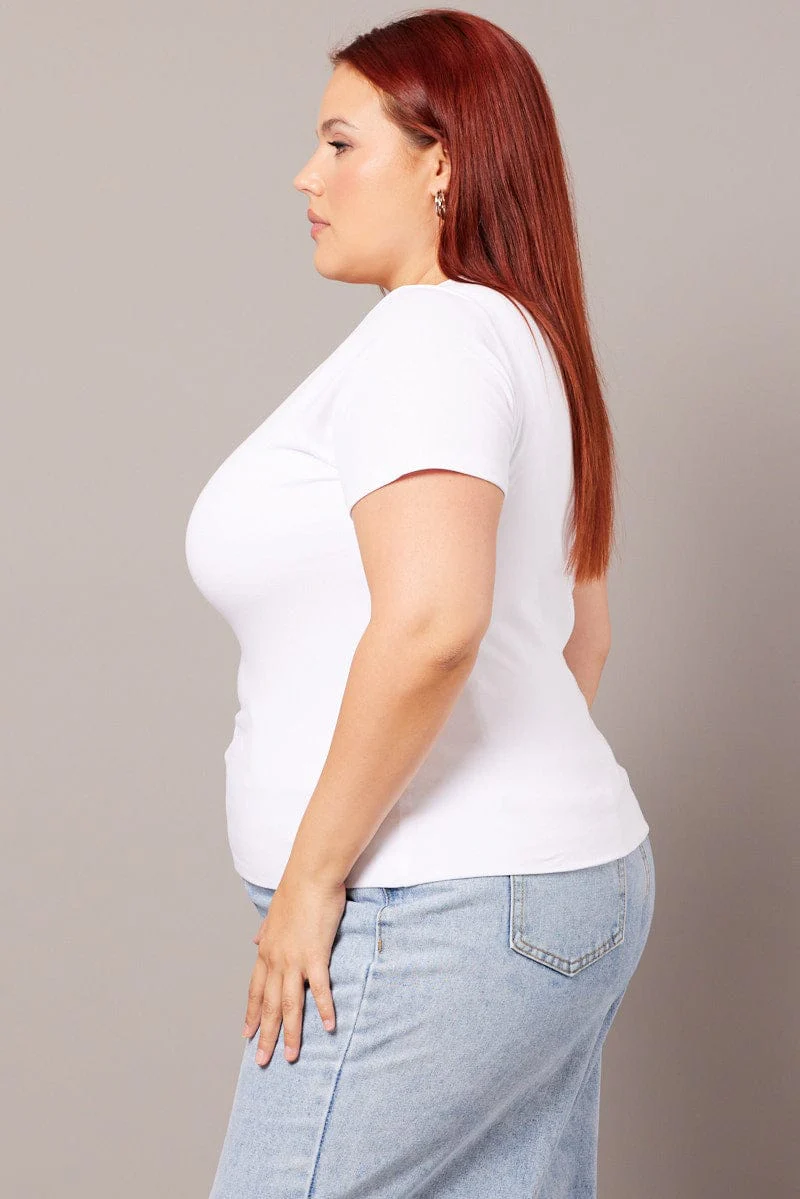 White T-shirt Short Sleeve Crew Neck - Image 4