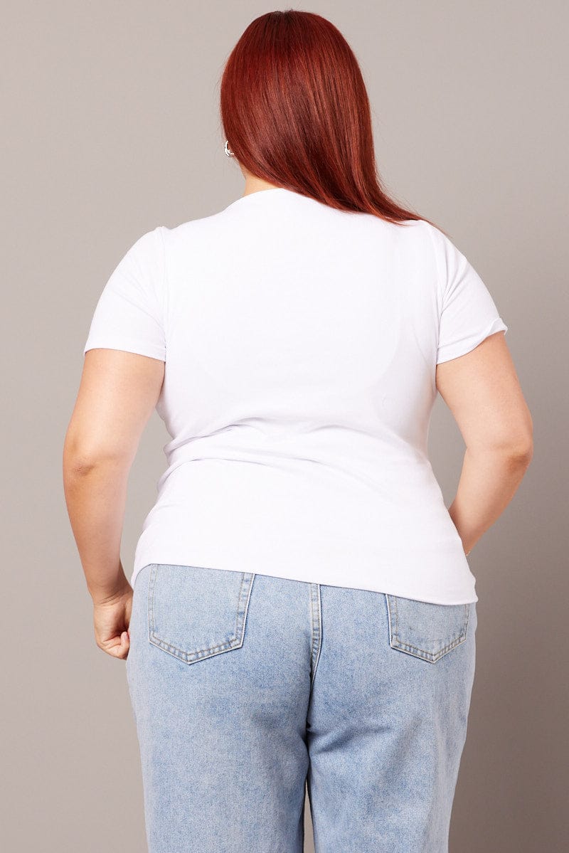White T-shirt Short Sleeve Crew Neck - Image 5