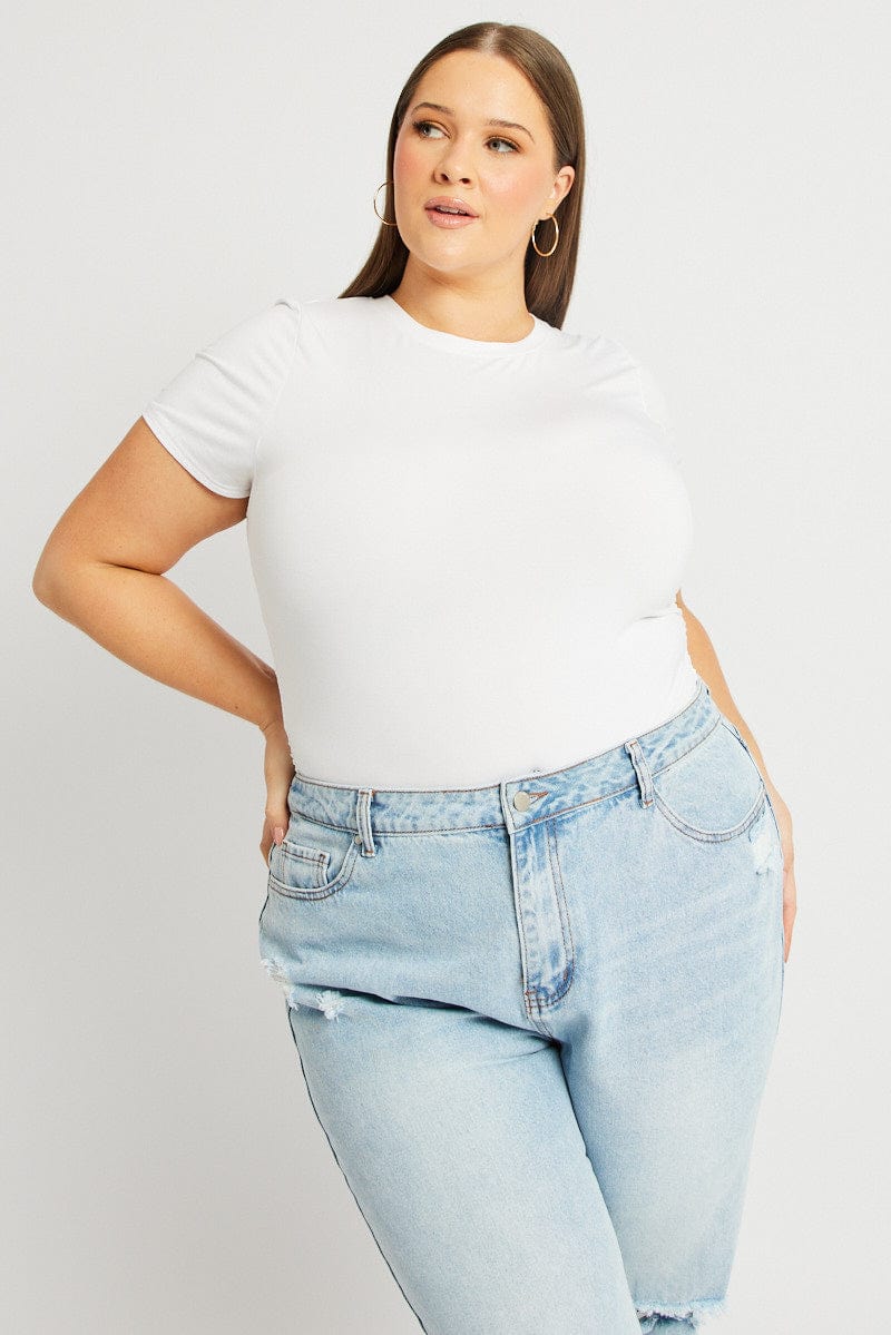 White T-shirt Short Sleeve Crew Neck Modal