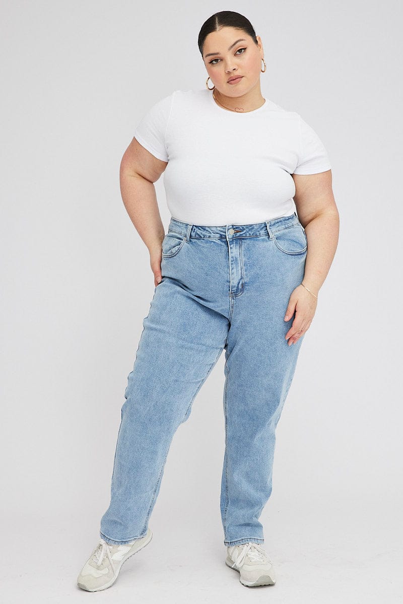 White T-shirt Short Sleeve Crew Neck Ribbed Jersey - Image 2