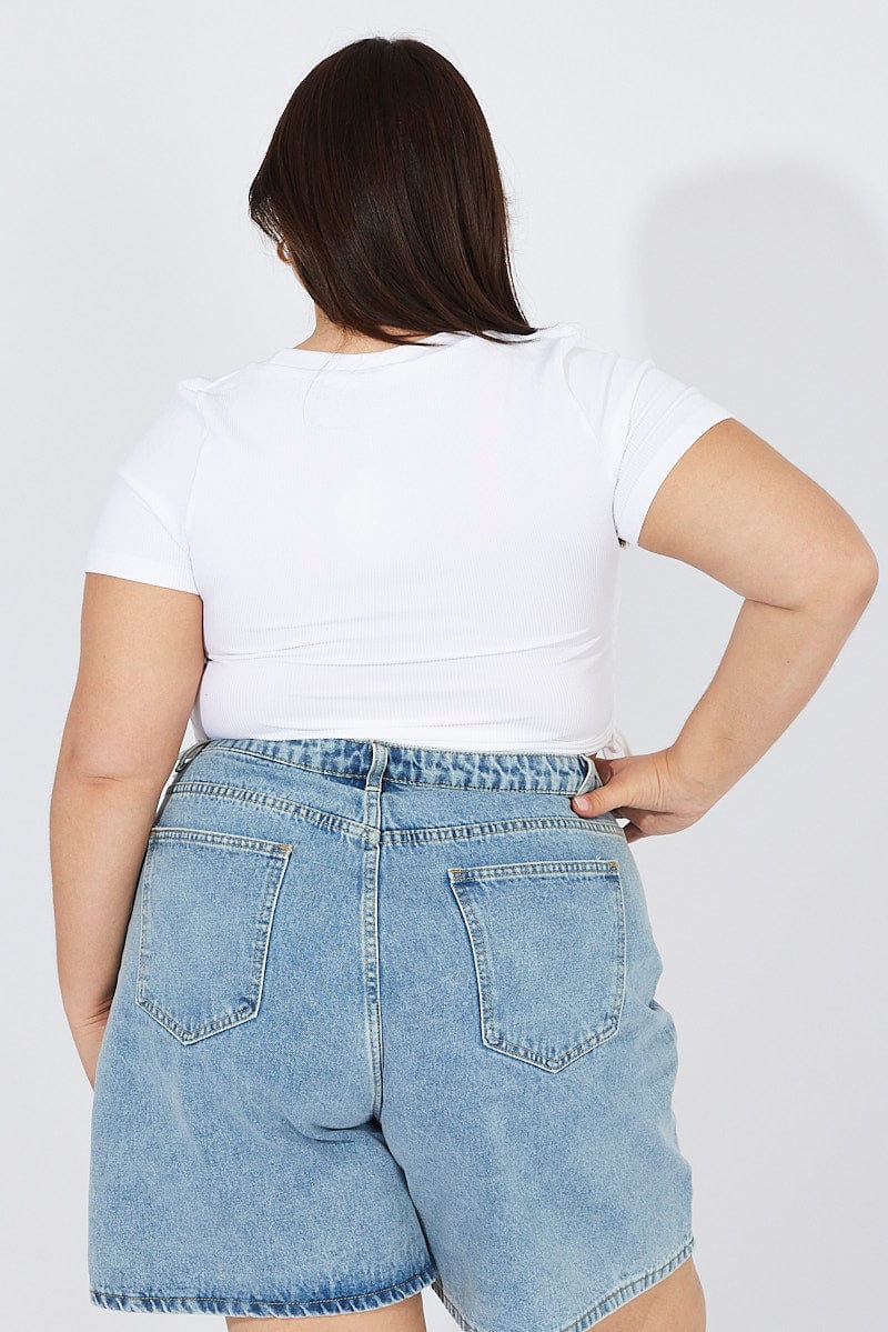 White T-shirt Short Sleeve Crew Neck Seamless - Image 5