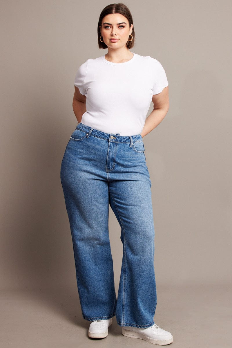 White T-shirt Short Sleeve Round Neck - Image 2