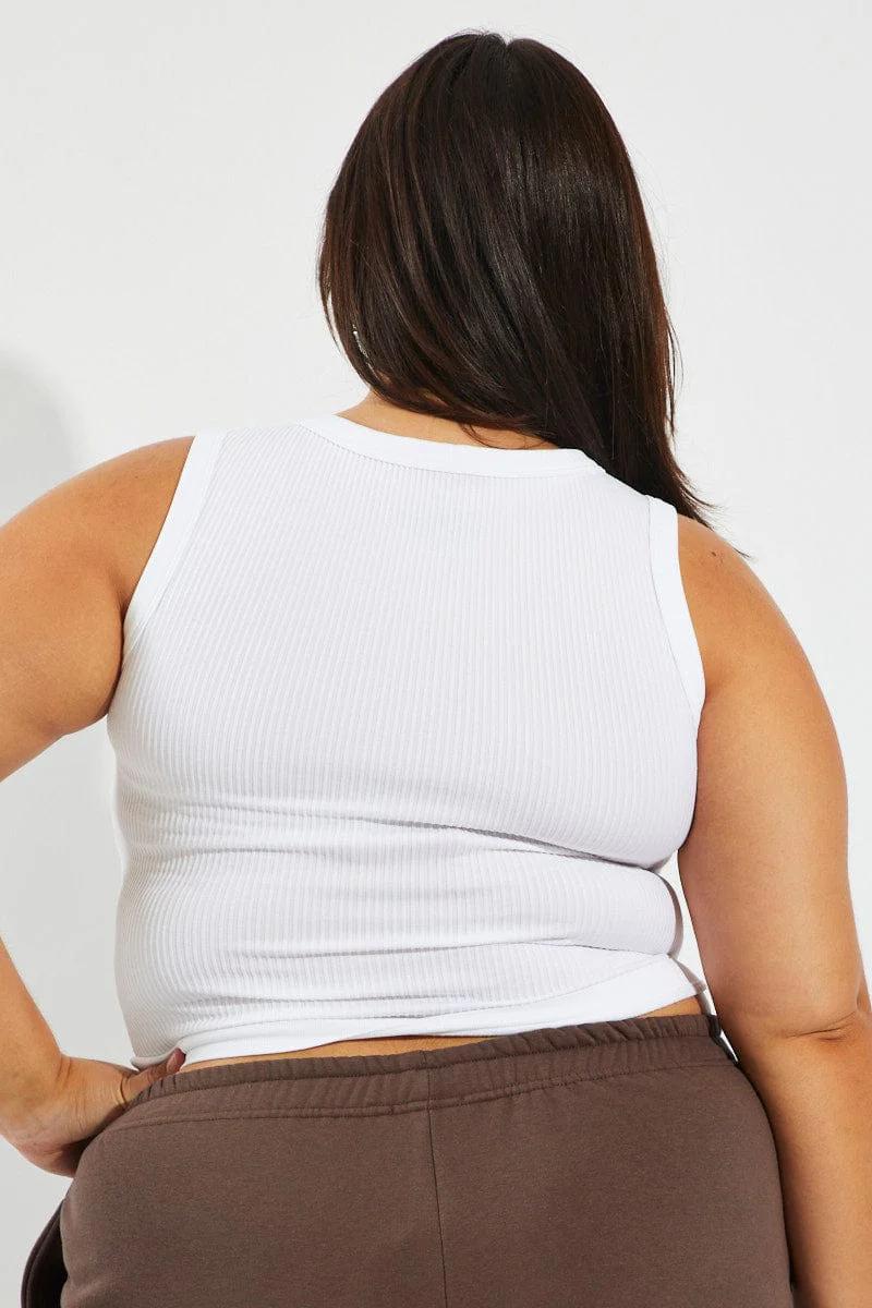 White Tank Top Crew Neck Seamless - Image 5