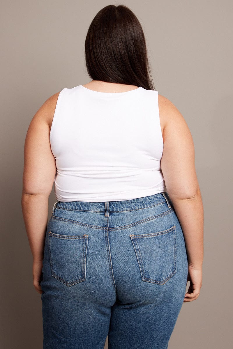 White Tank Top Crew Neck Supersoft - Image 5
