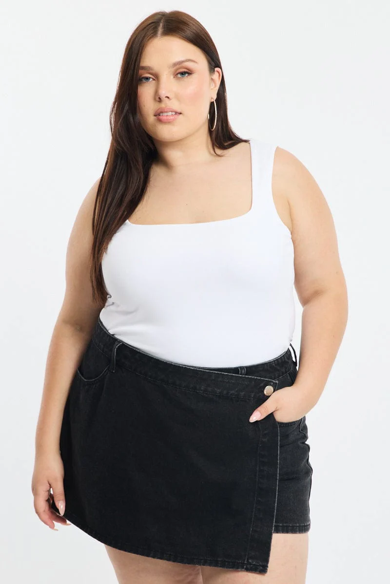 White Tank Top Scoop Neck