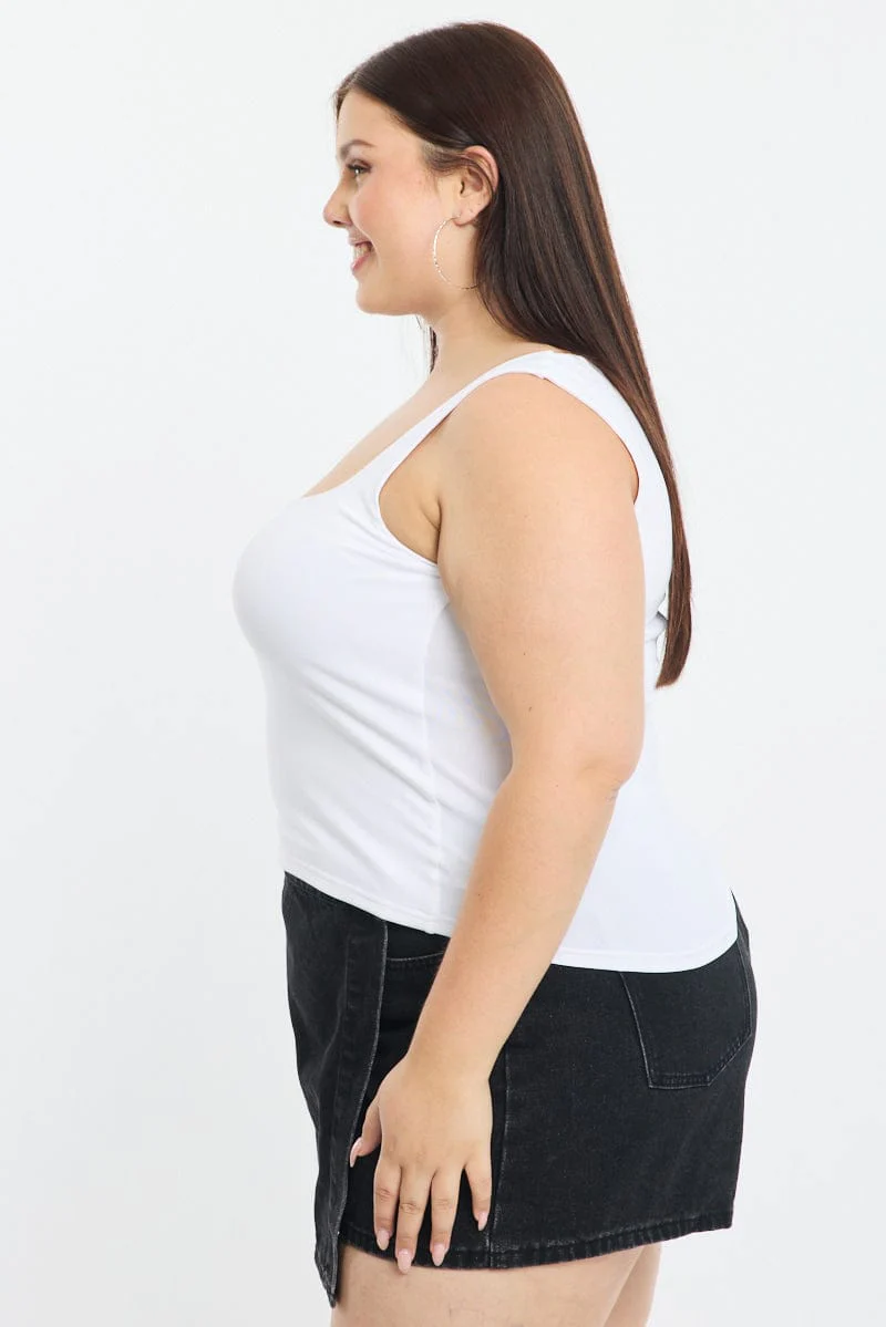 White Tank Top Scoop Neck - Image 3