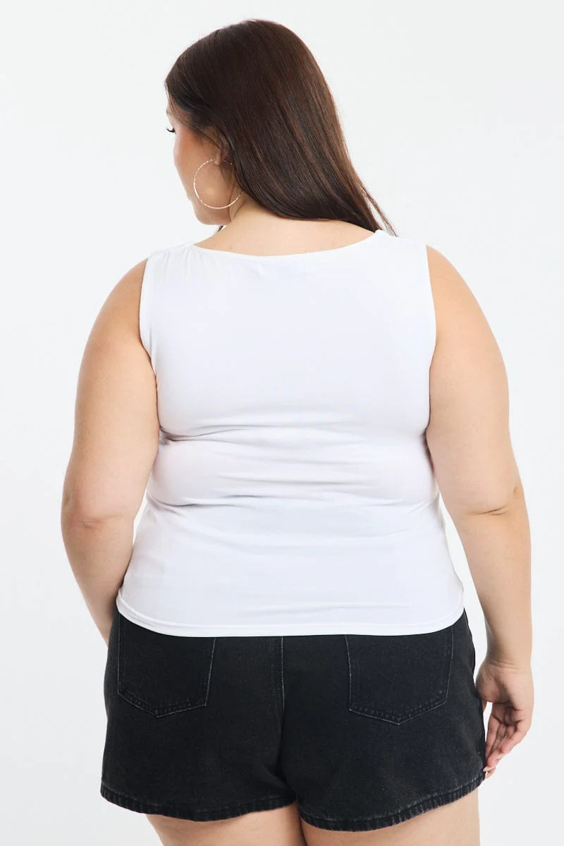 White Tank Top Scoop Neck - Image 4