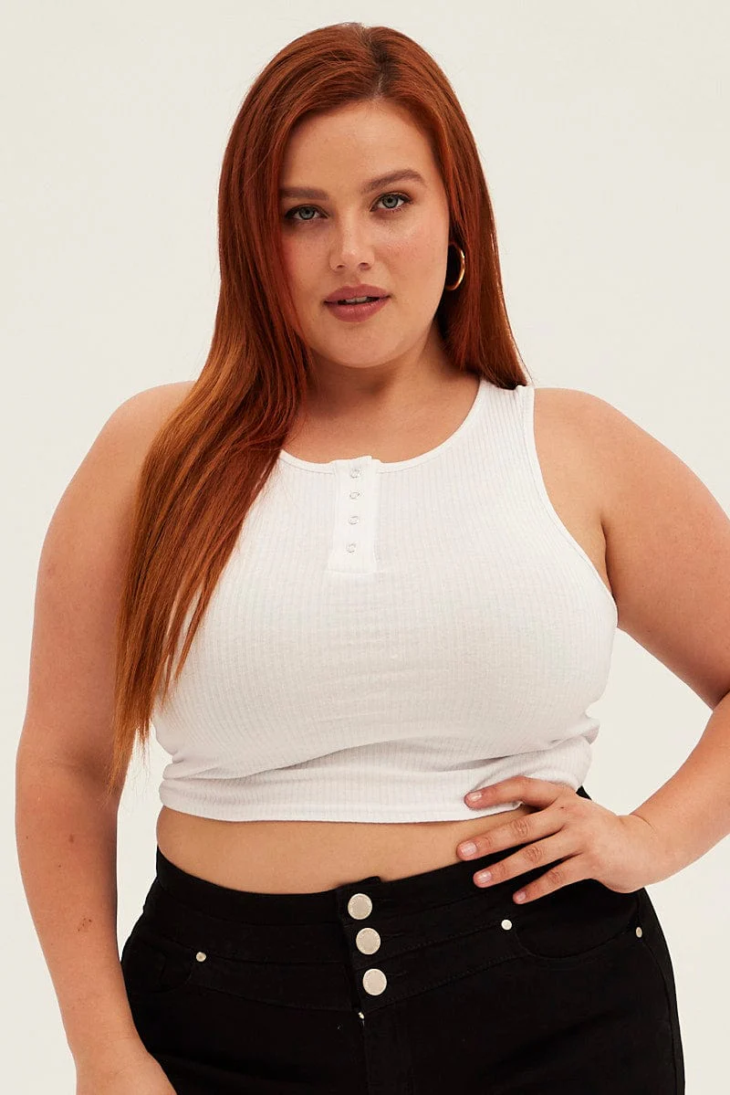 White Tank Top Sleeveless Button Down - Image 3