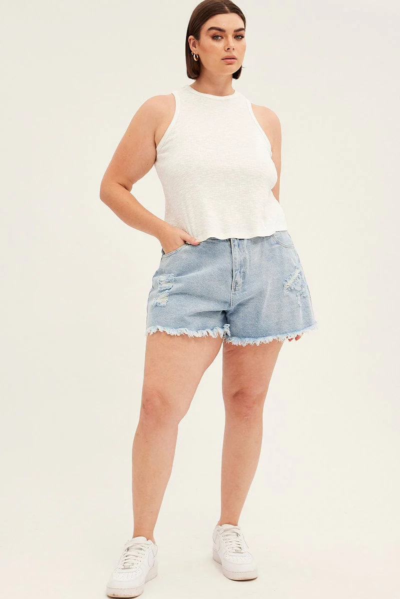 White Tank Top Sleeveless Crew Neck - Image 2