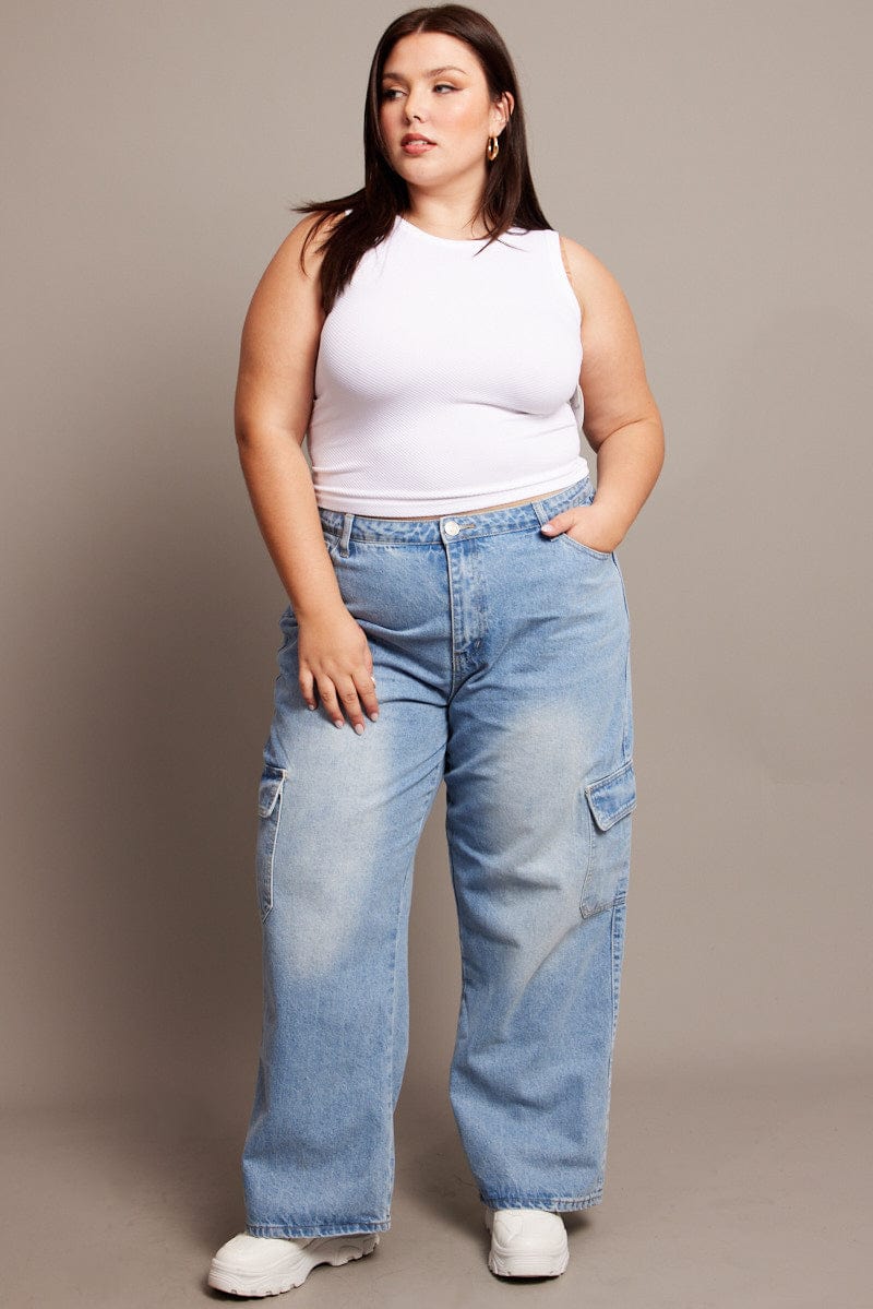 White Tank Top Sleeveless Crew Neck Seamless - Image 2