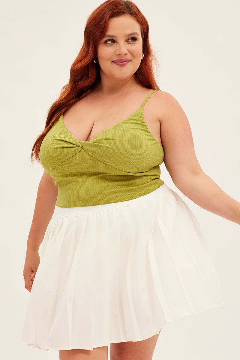 White Tennis Skirt Pleated Elastic Waist - Image 3