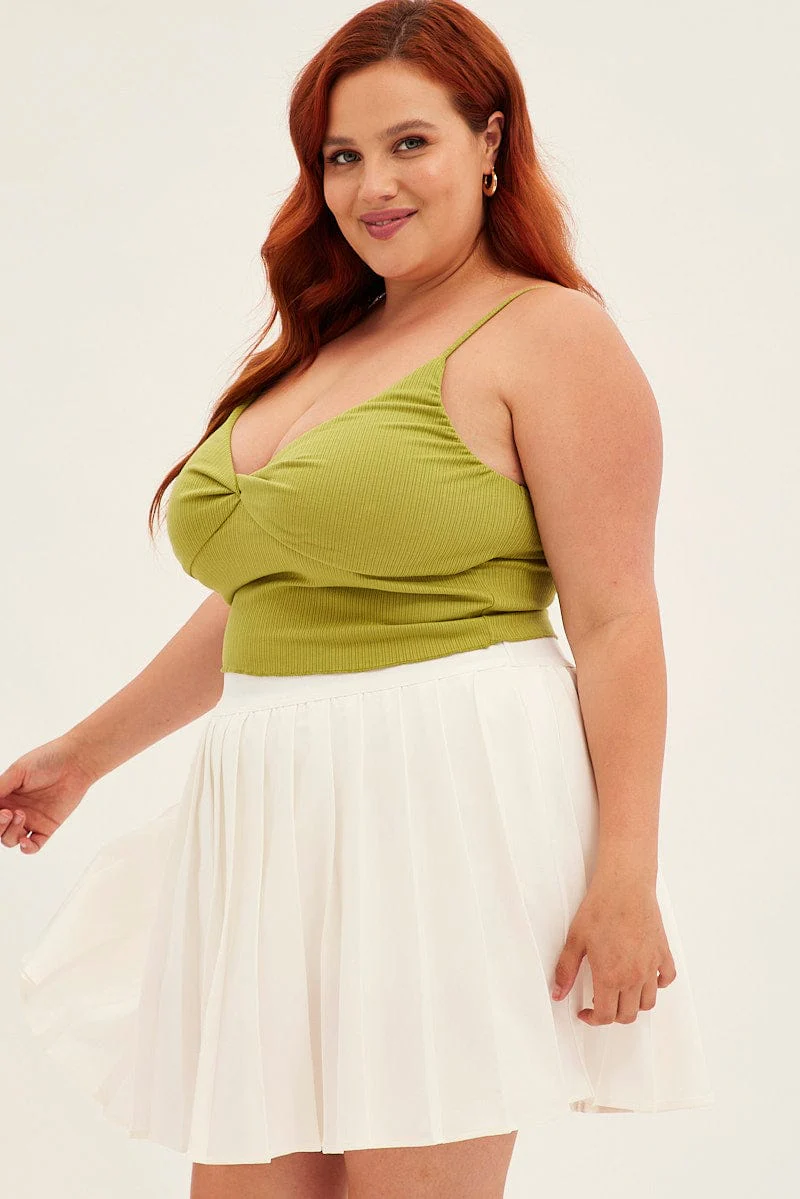 White Tennis Skirt Pleated Elastic Waist - Image 4