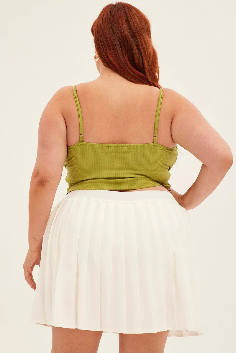 White Tennis Skirt Pleated Elastic Waist - Image 5